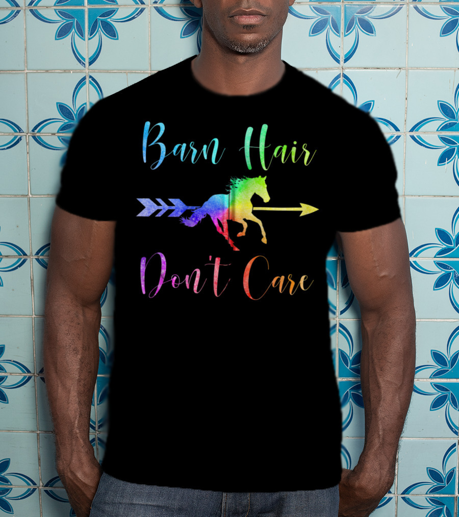 Barn Hair Don't Care Rainbow Horse Arrow T-Shirt