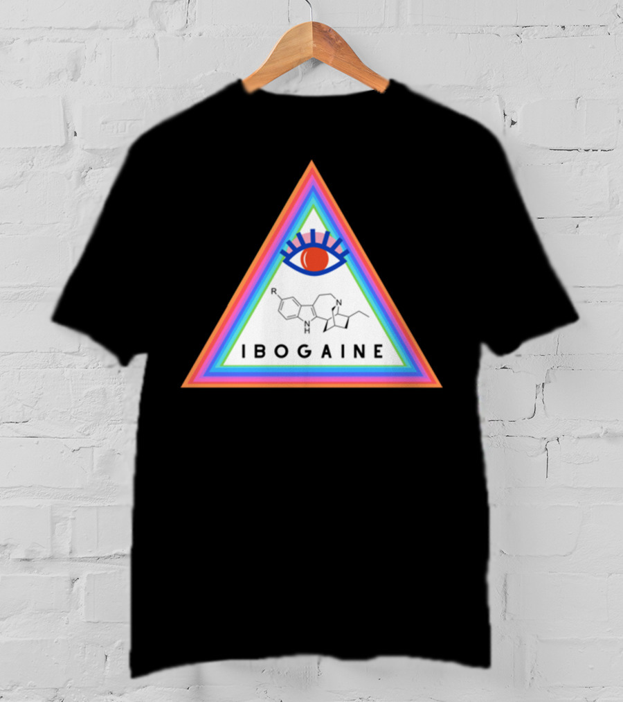 Ibogaine Molecular Structure Rainbow Triangle With Eye T-Shirt