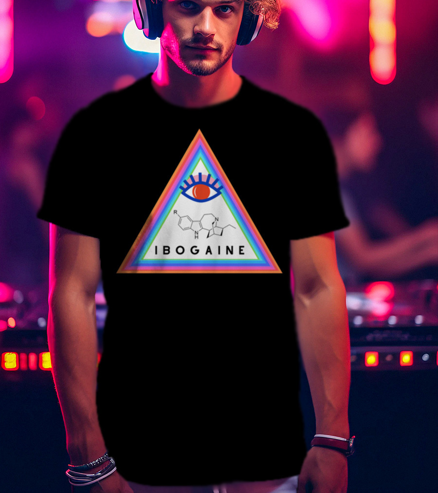 Ibogaine Molecular Structure Rainbow Triangle With Eye T-Shirt