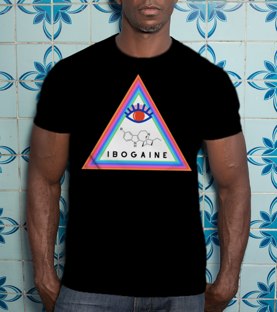 Ibogaine Molecular Structure Rainbow Triangle With Eye T-Shirt