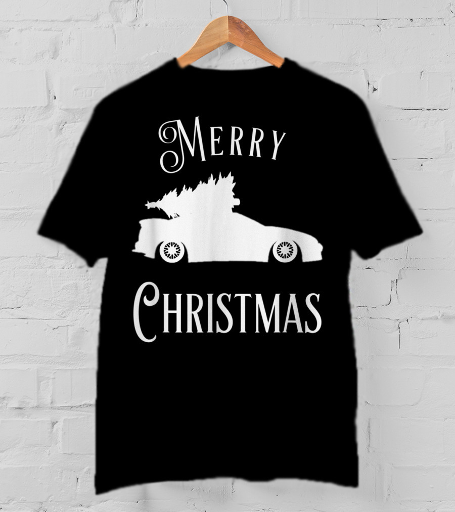 Merry Christmas Tree On Lowered Car T-Shirt