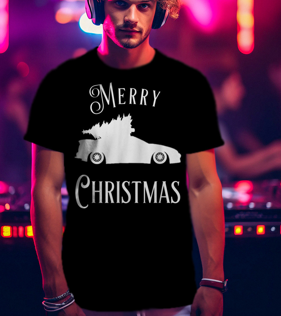 Merry Christmas Tree On Lowered Car T-Shirt