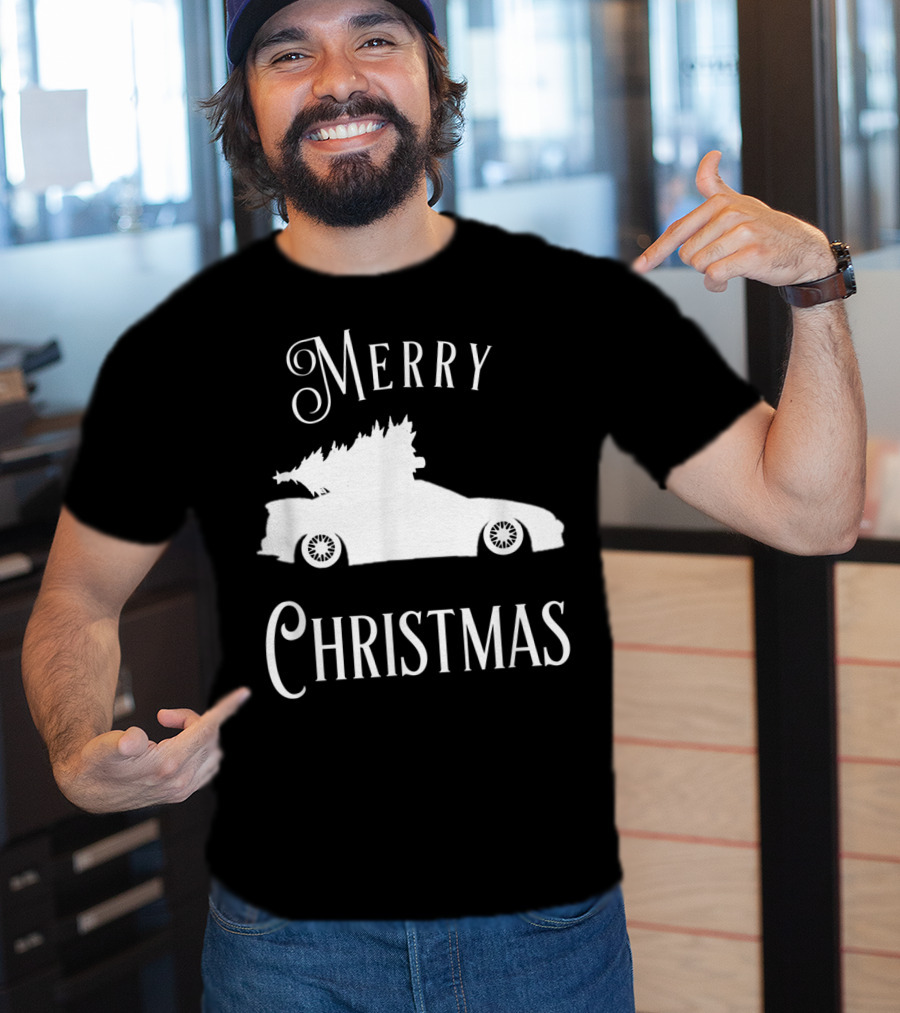 Merry Christmas Tree On Lowered Car T-Shirt