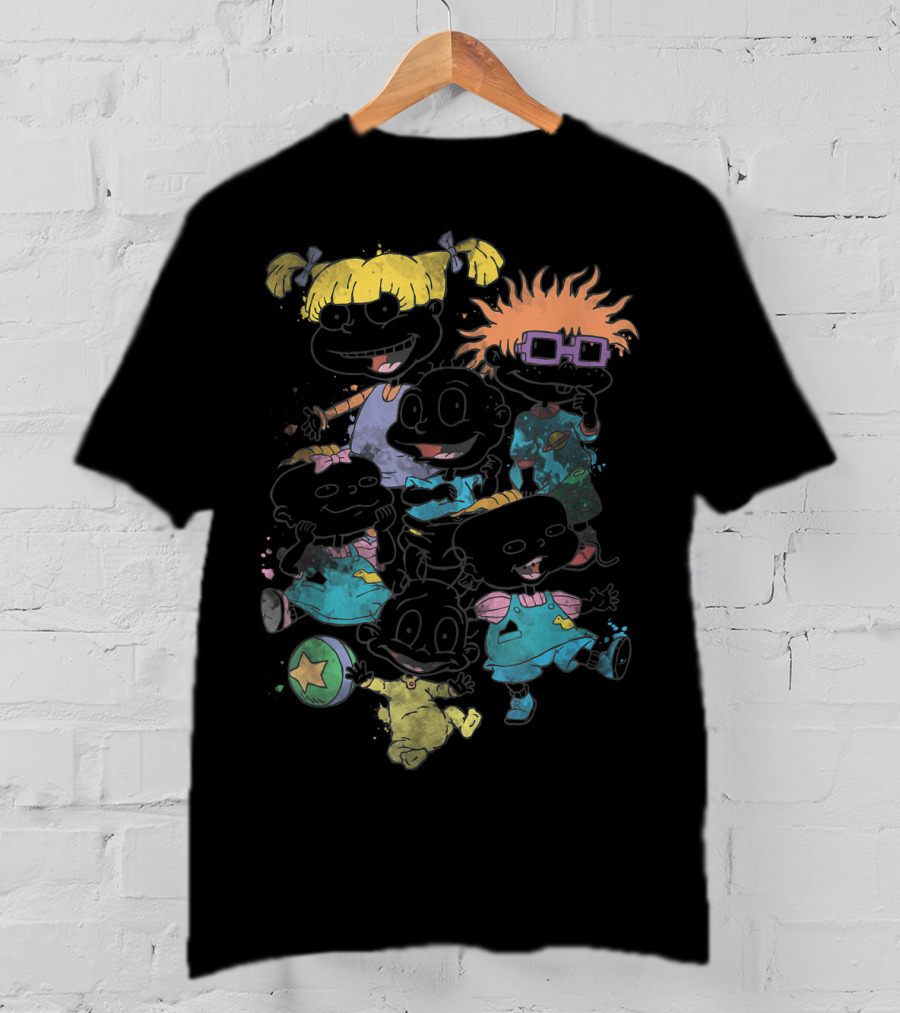 Rugrats Baby Group Watercolor Characters With Bright Outfits And Playful Expressions T-Shirt