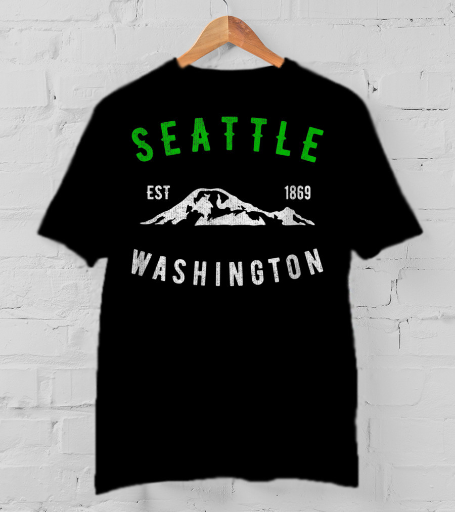 Seattle Washington Est 1869 Classic Emerald City Mountain T-Shirt