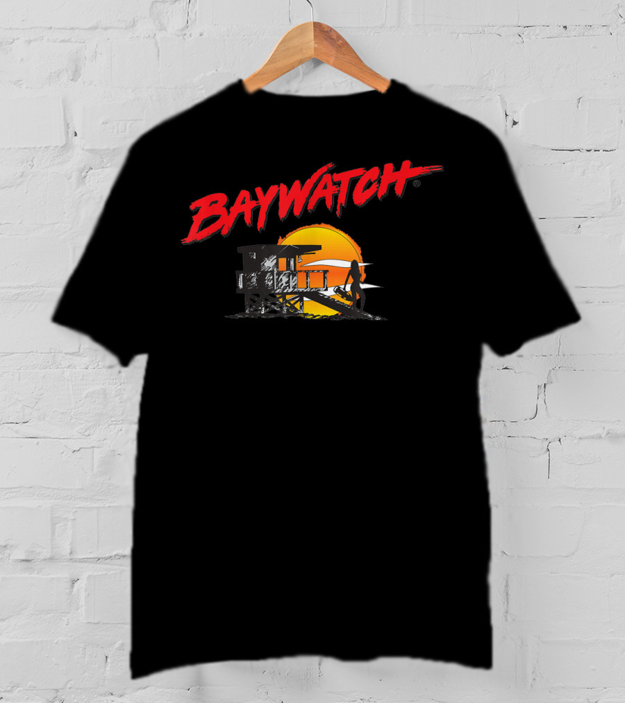 Baywatch Classic Bay And Tower Silhouette At Sunset T-Shirt