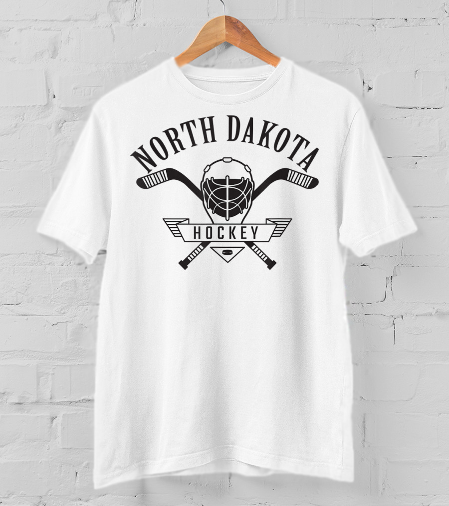 North Dakota Hockey Goalie And Sticks Emblem T-Shirt