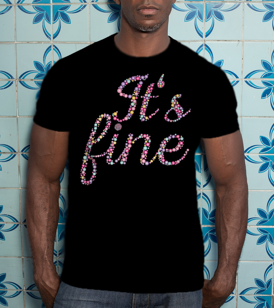 It's Fine Classic Vintage Print Colorful Beaded T-Shirt