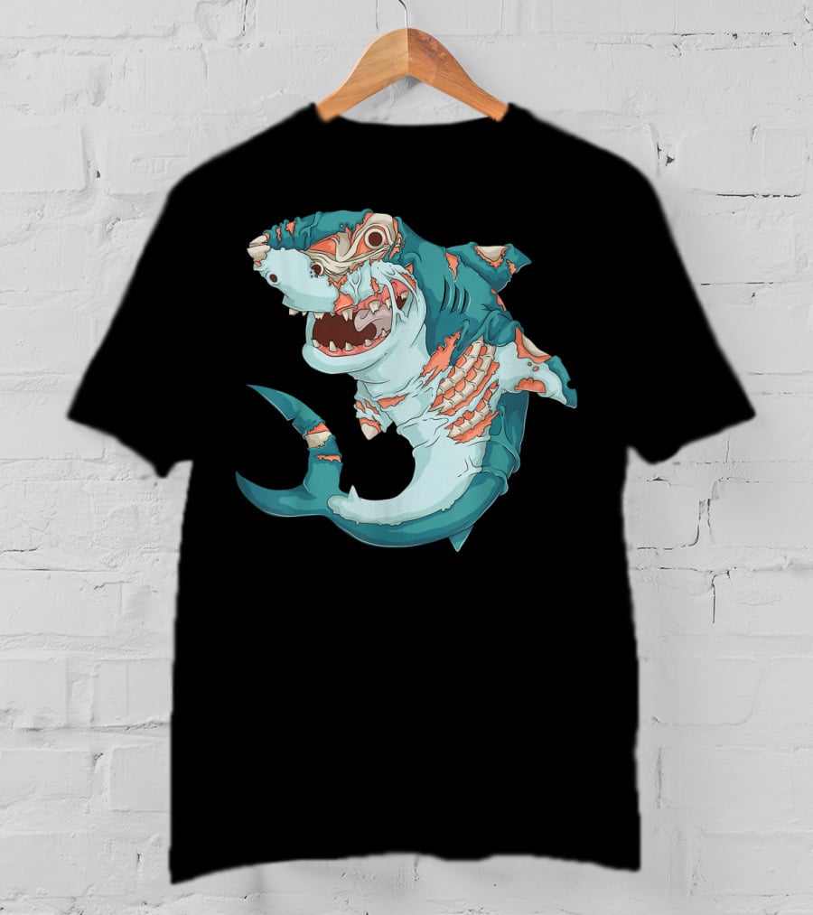 Cool Shark Zombie Funny Lazy Halloween T-Shirt