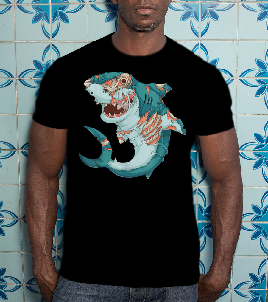 Cool Shark Zombie Funny Lazy Halloween T-Shirt
