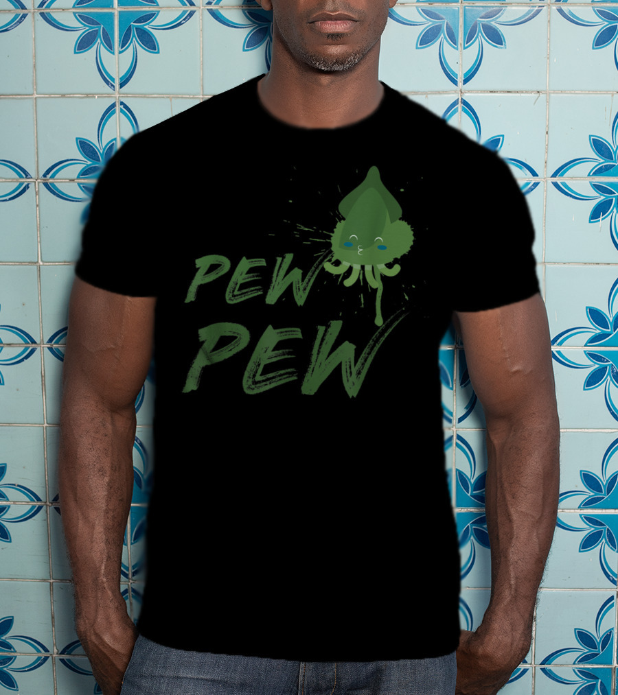Pew Pew Cute Spitting Ink Squid Seafood Lovers T-Shirt