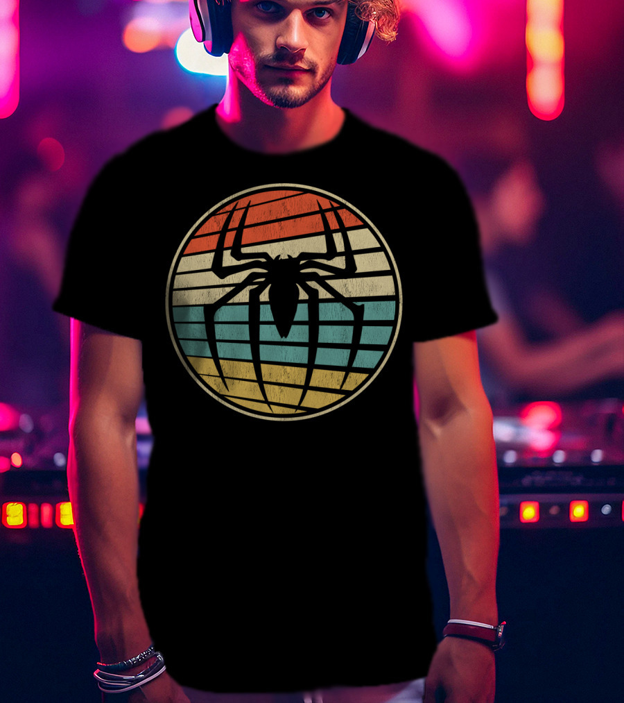 Cute Spider Retro Vintage 70s 80s Circle 8E T-Shirt