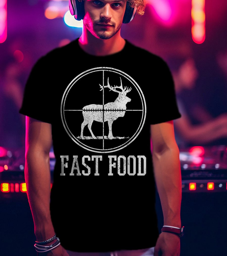 Fast Food Elk Hunting Funny Deer Hunter T-Shirt