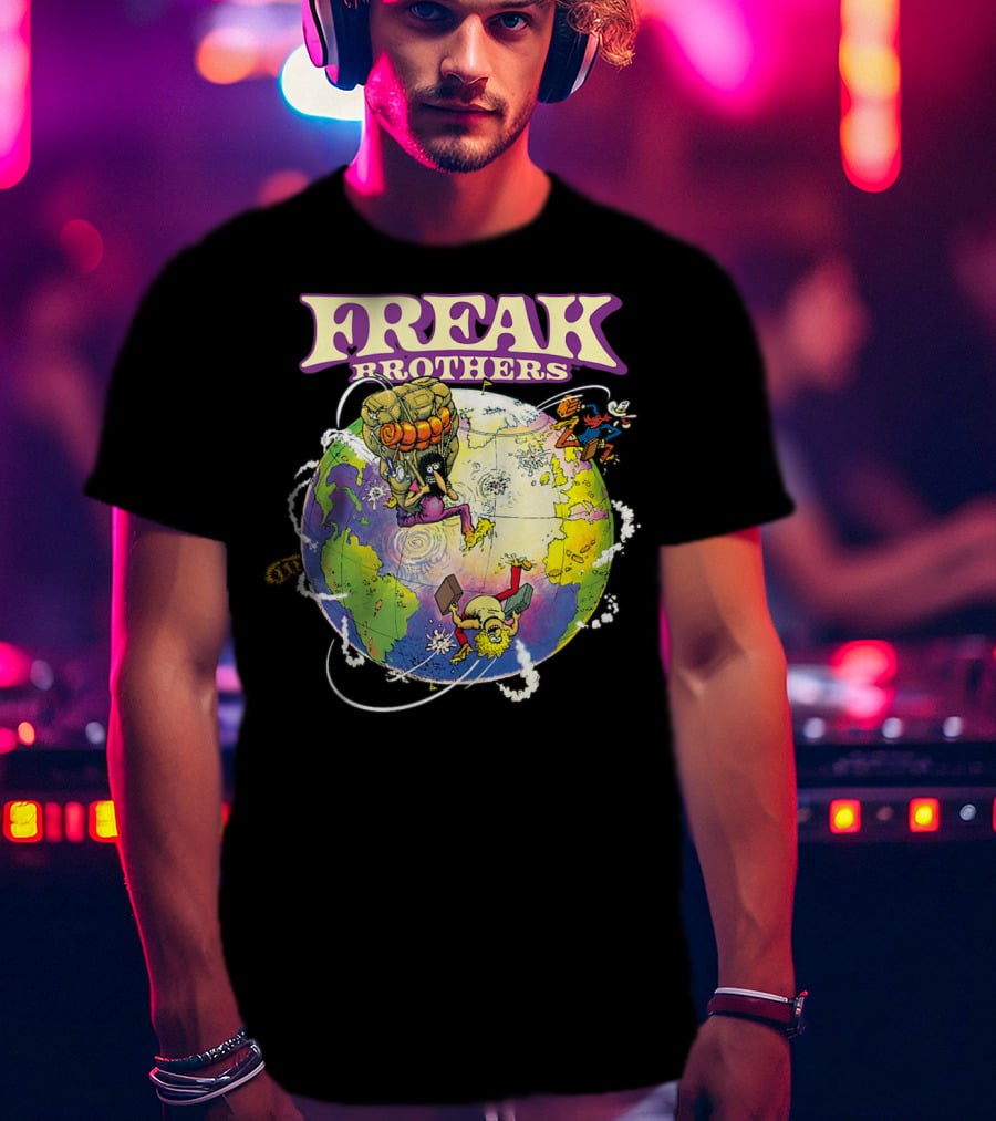 Freak Brothers World Adventures With Cartoon Characters T-Shirt