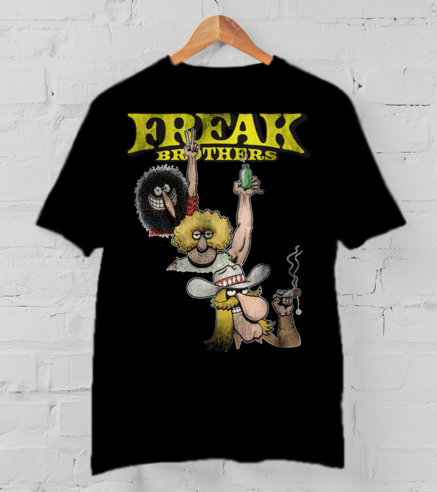 Freak Brothers Three Freaks Peace Cigar And Bottle T-Shirt