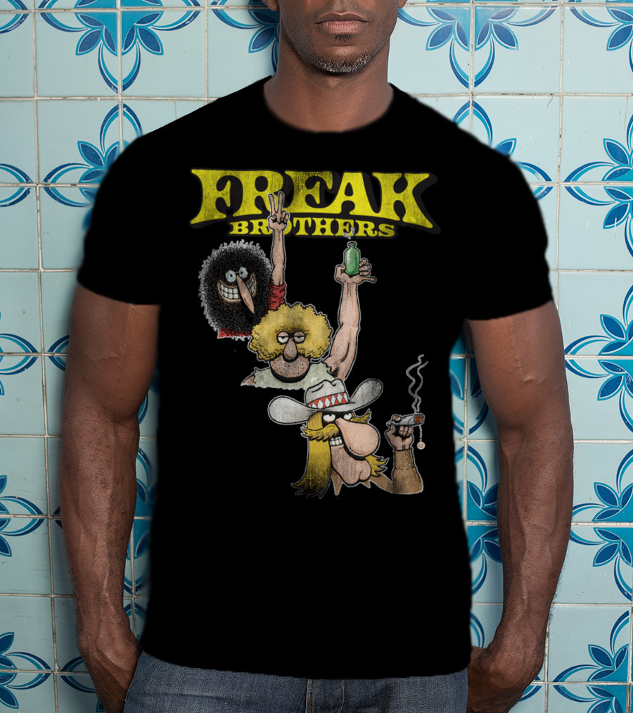 Freak Brothers Three Freaks Peace Cigar And Bottle T-Shirt