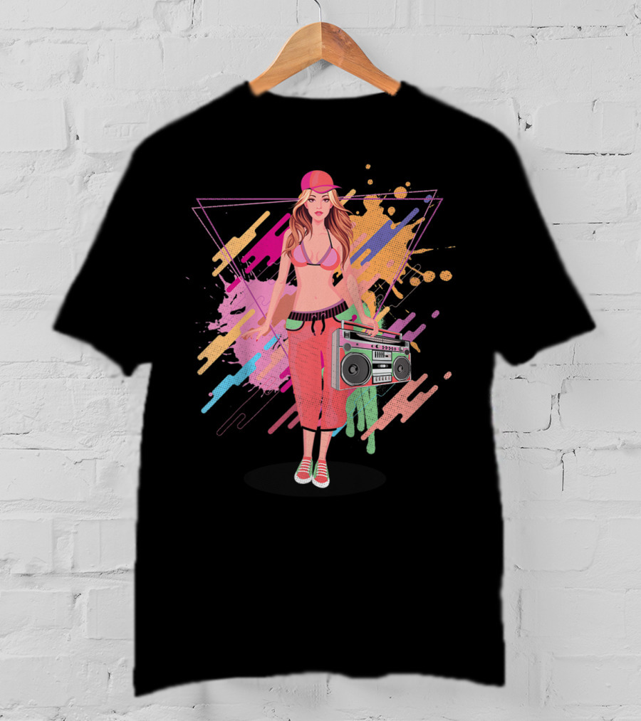 Freestyle Music Street Hip Hop Crew Boombox Girl T-Shirt