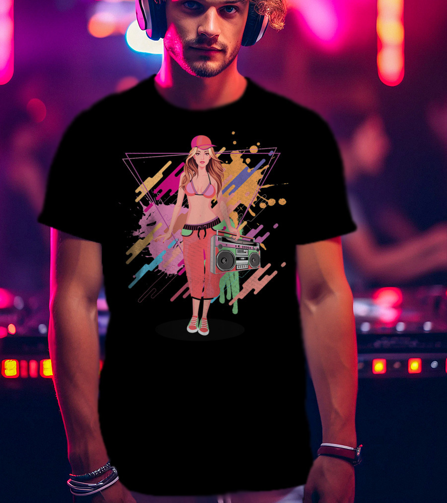 Freestyle Music Street Hip Hop Crew Boombox Girl T-Shirt