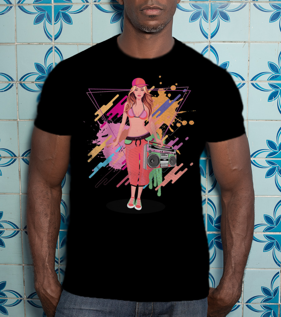 Freestyle Music Street Hip Hop Crew Boombox Girl T-Shirt