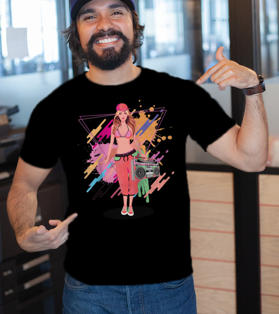 Freestyle Music Street Hip Hop Crew Boombox Girl T-Shirt