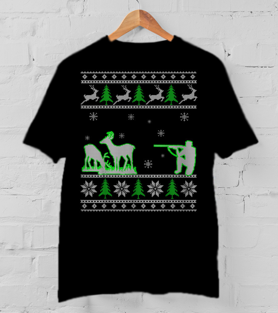 Funny Ugly Christmas Deer Hunters Holiday Hunting T-Shirt