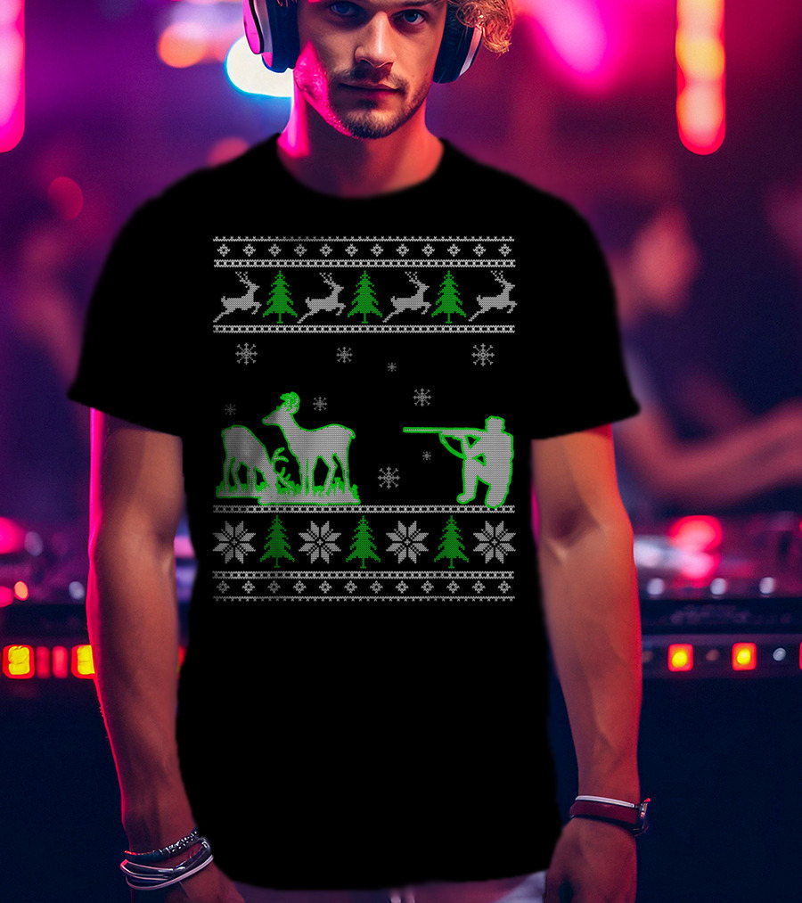 Funny Ugly Christmas Deer Hunters Holiday Hunting T-Shirt