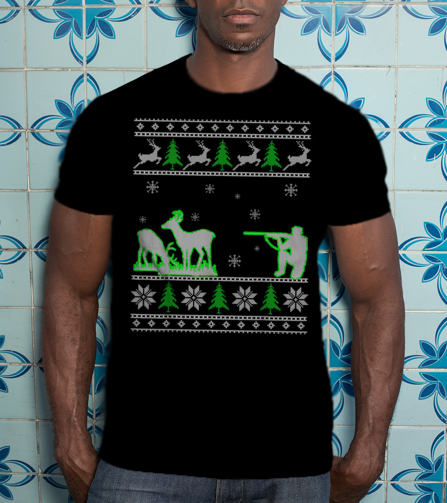 Funny Ugly Christmas Deer Hunters Holiday Hunting T-Shirt