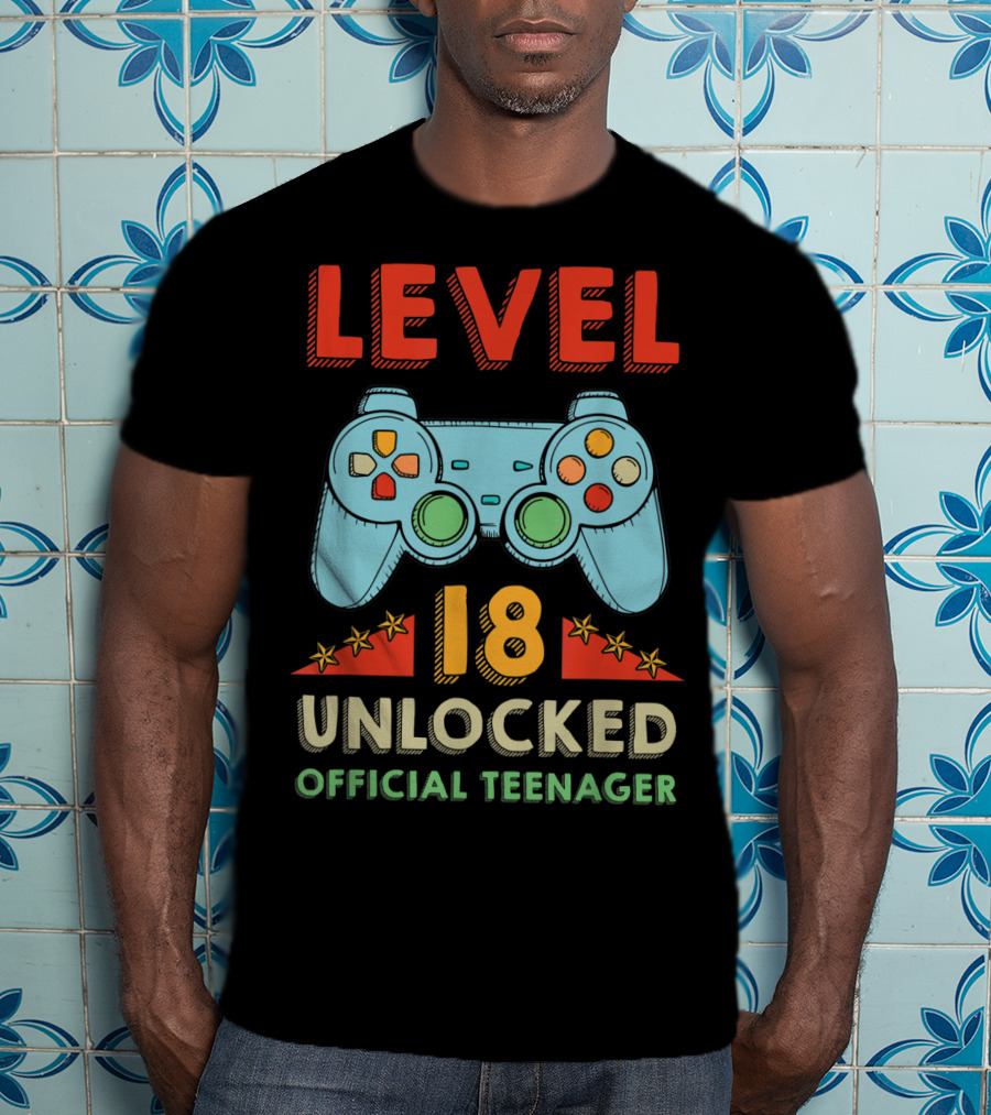 Level 18 Unlocked Official Teenager Gamer Controller T-Shirt
