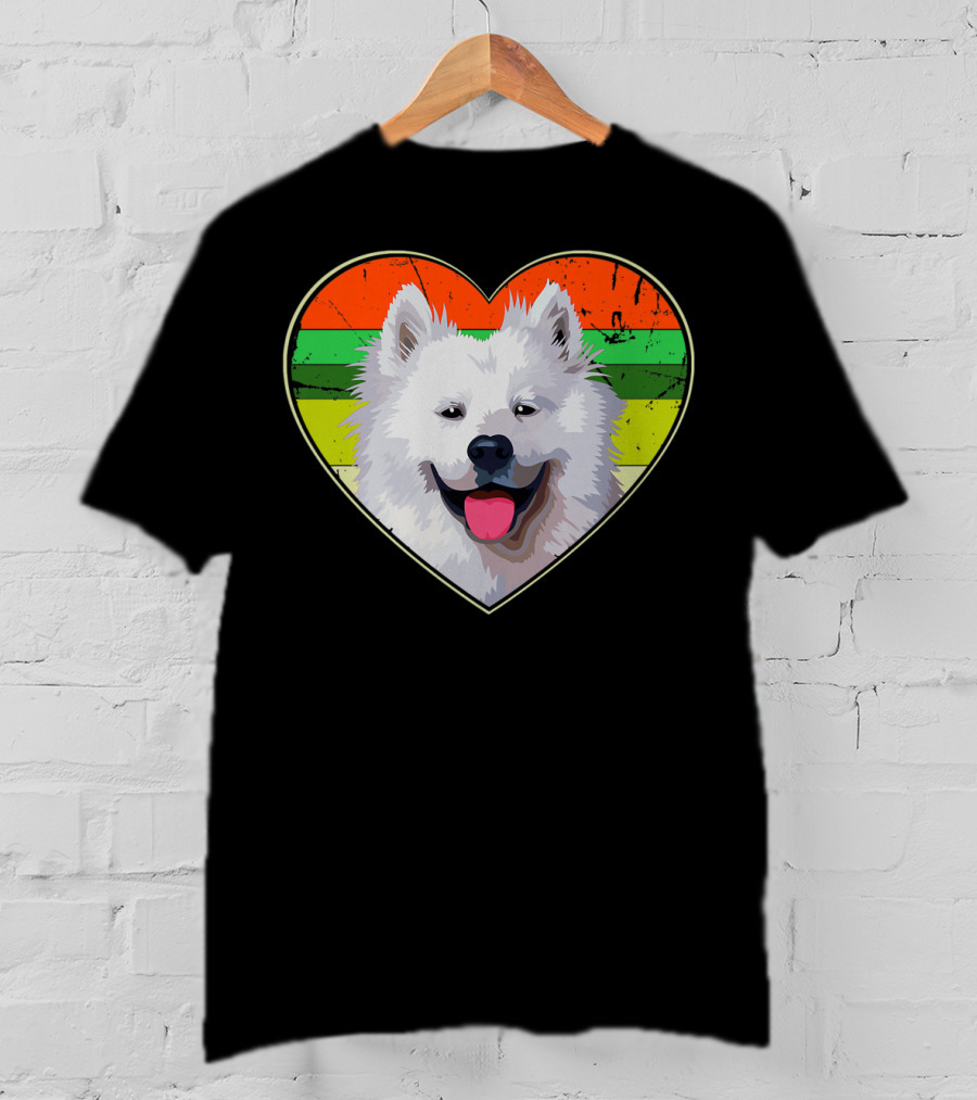 Heart American Eskimo Dog Rainbow Stripes T-Shirt