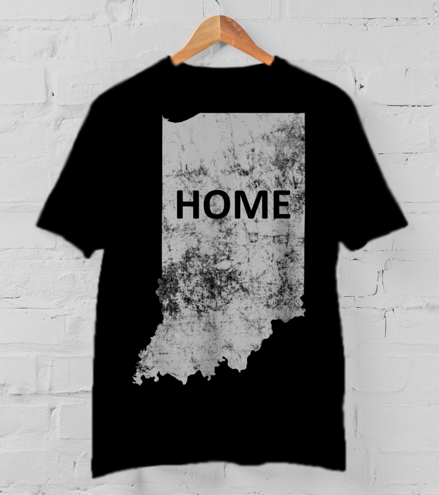 Indiana Home State Grunge Text Map T-Shirt