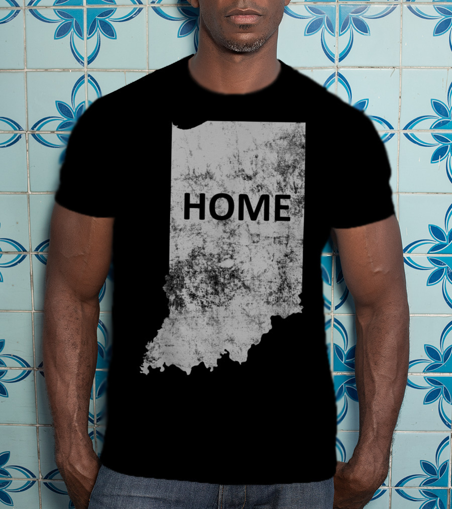 Indiana Home State Grunge Text Map T-Shirt