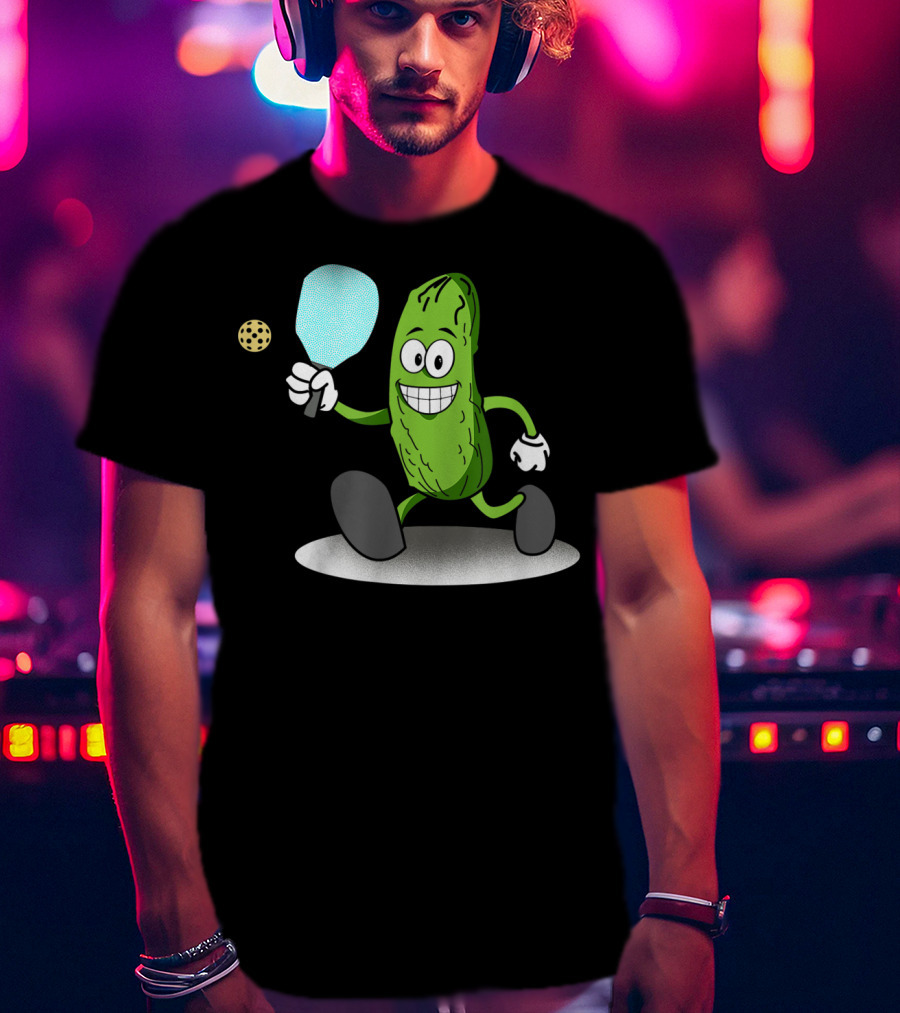Funny Pickleball Pickle Playing Paddle Sports T-Shirt