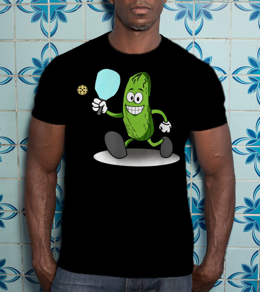 Funny Pickleball Pickle Playing Paddle Sports T-Shirt