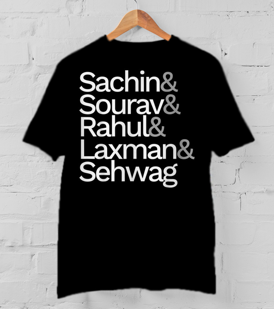 Sachin Sourav Rahul Laxman Sehwag Indian Cricket Team Fan Jersey T-Shirt
