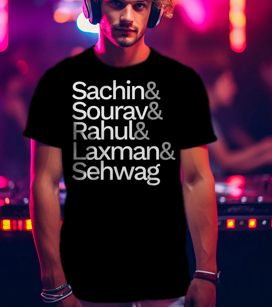 Sachin Sourav Rahul Laxman Sehwag Indian Cricket Team Fan Jersey T-Shirt