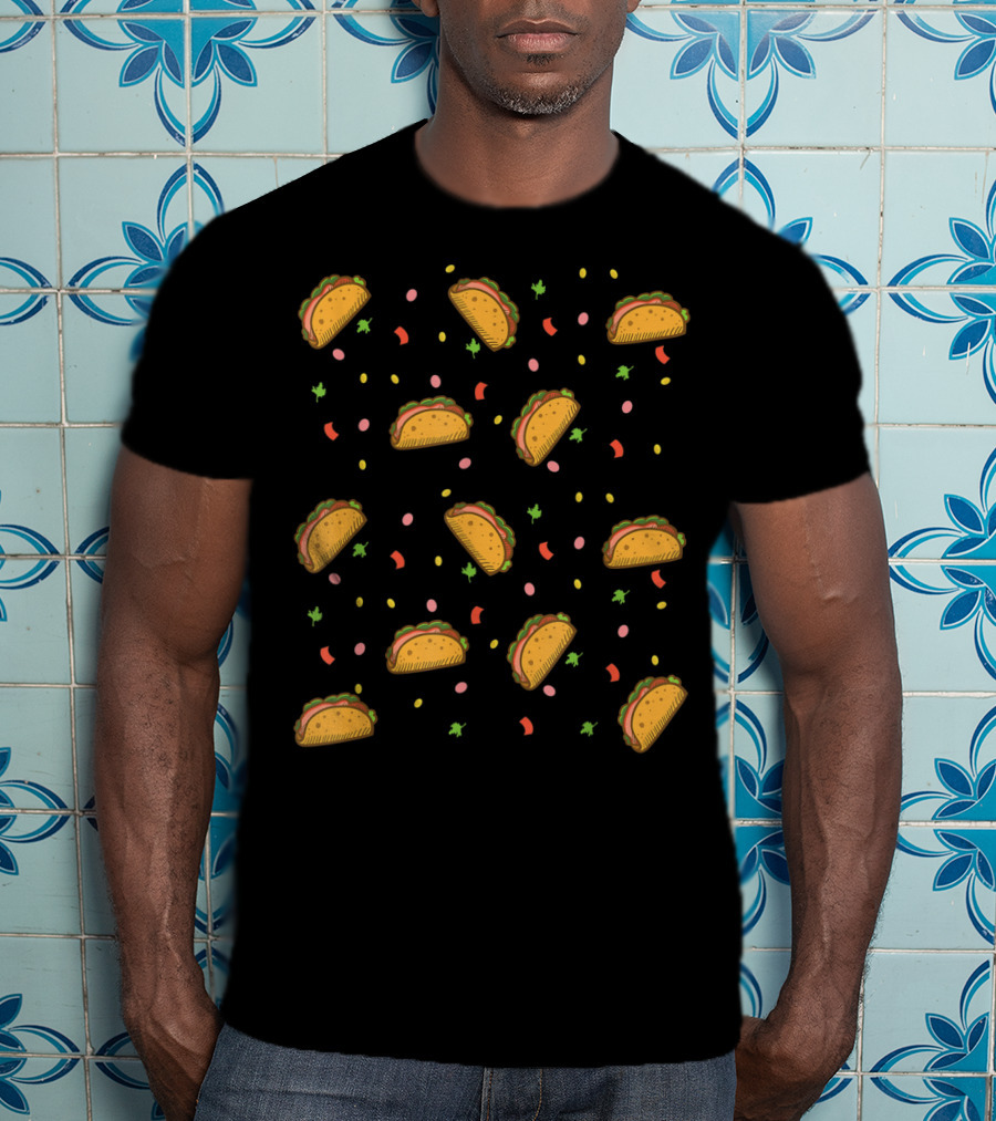 It's Raining Tacos Funny Taco Pattern With Sprinkles And Confetti T-Shirt