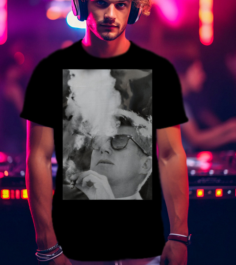 JFK Smoking With Shades John Kennedy Iconic Cigar Image T-Shirt