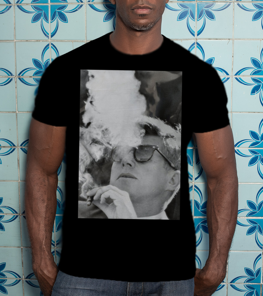 JFK Smoking With Shades John Kennedy Iconic Cigar Image T-Shirt