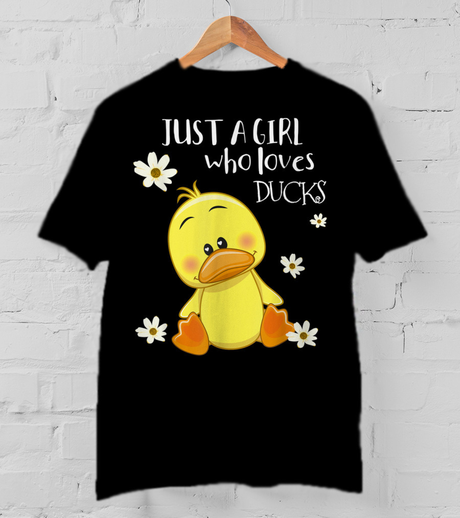 Just A Girl Who Loves Ducks Cute Duck Lover With Flowers T-Shirt