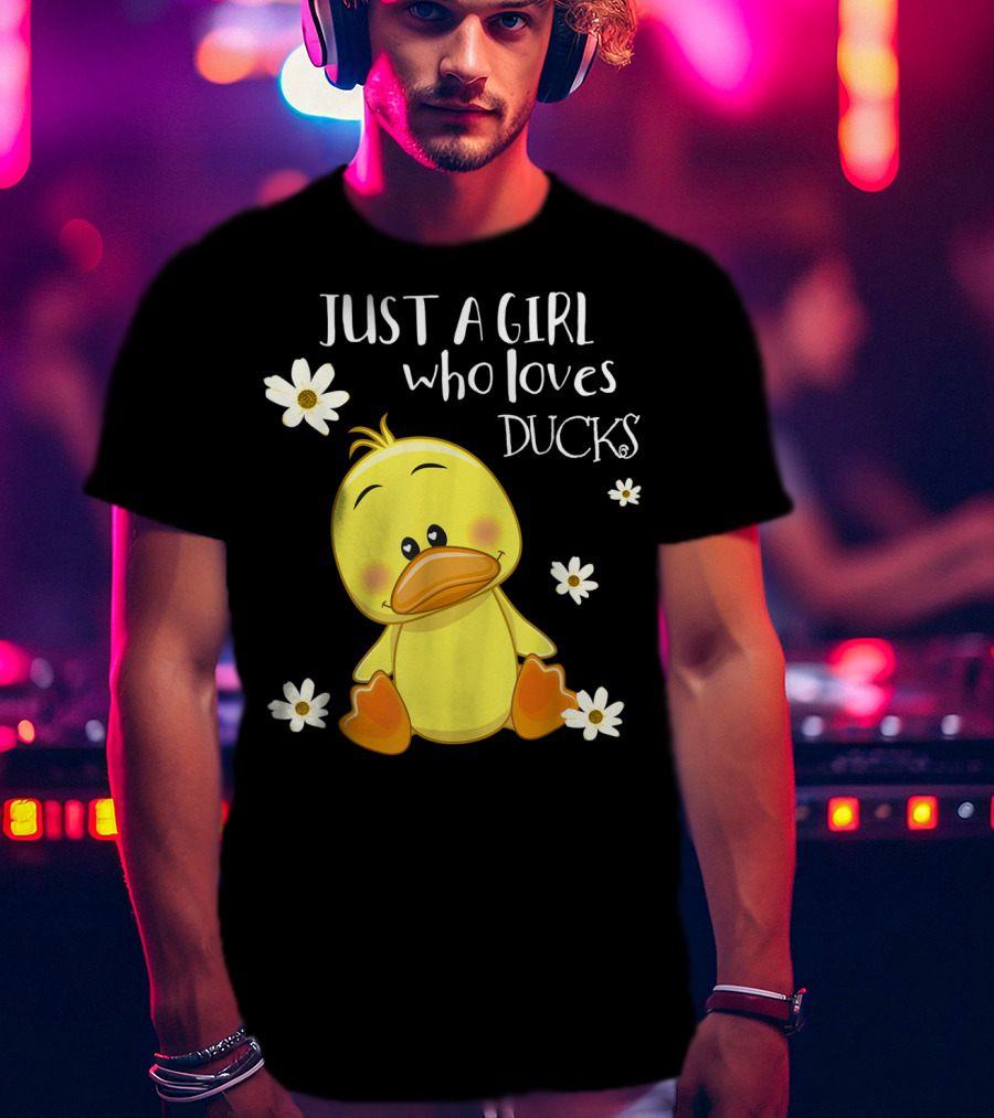 Just A Girl Who Loves Ducks Cute Duck Lover With Flowers T-Shirt