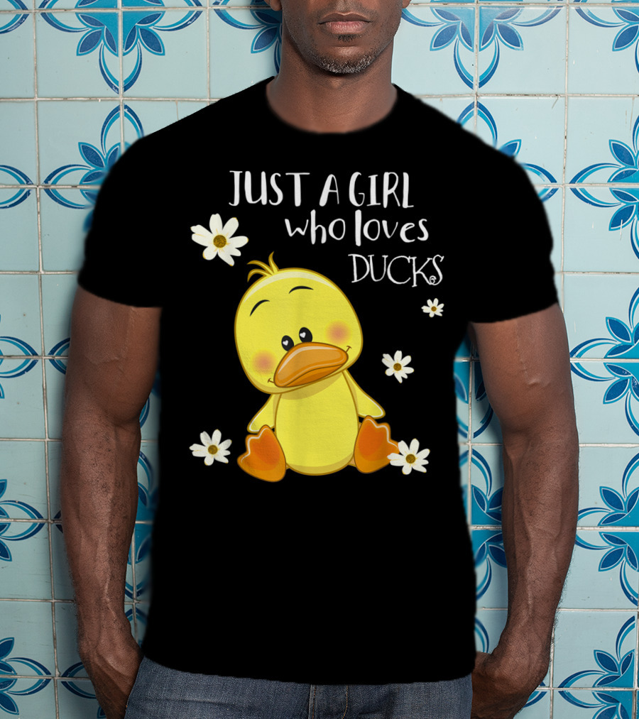Just A Girl Who Loves Ducks Cute Duck Lover With Flowers T-Shirt