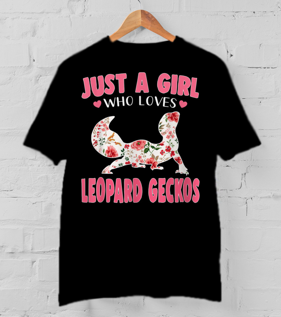 Just A Girl Who Loves Leopard Geckos Floral Heart T-Shirt