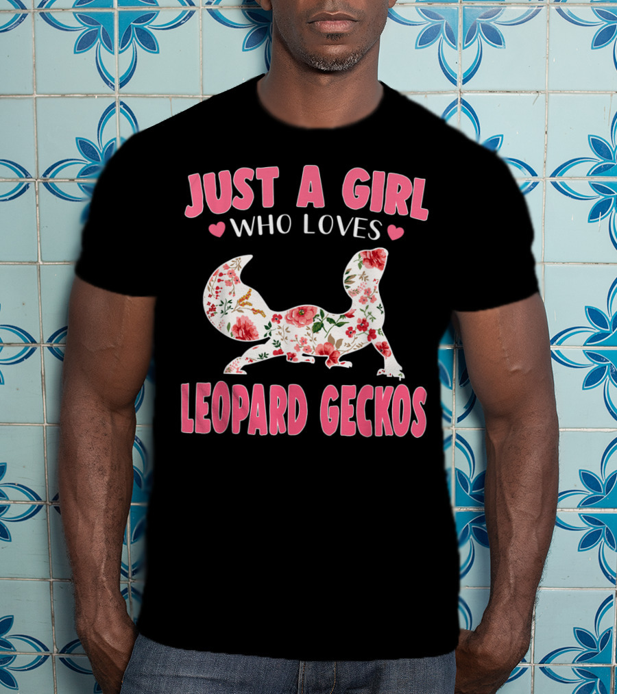 Just A Girl Who Loves Leopard Geckos Floral Heart T-Shirt