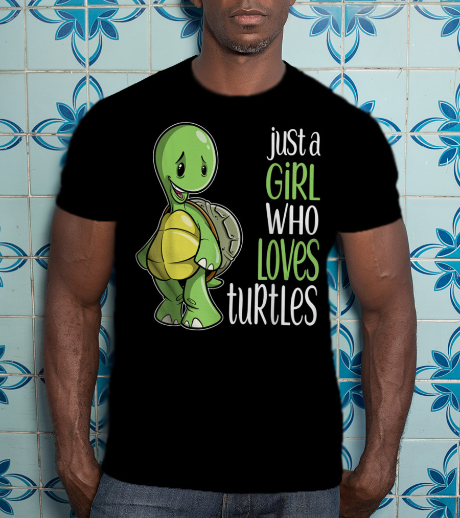 Just A Girl Who Loves Turtles Cute Cartoon T-Shirt