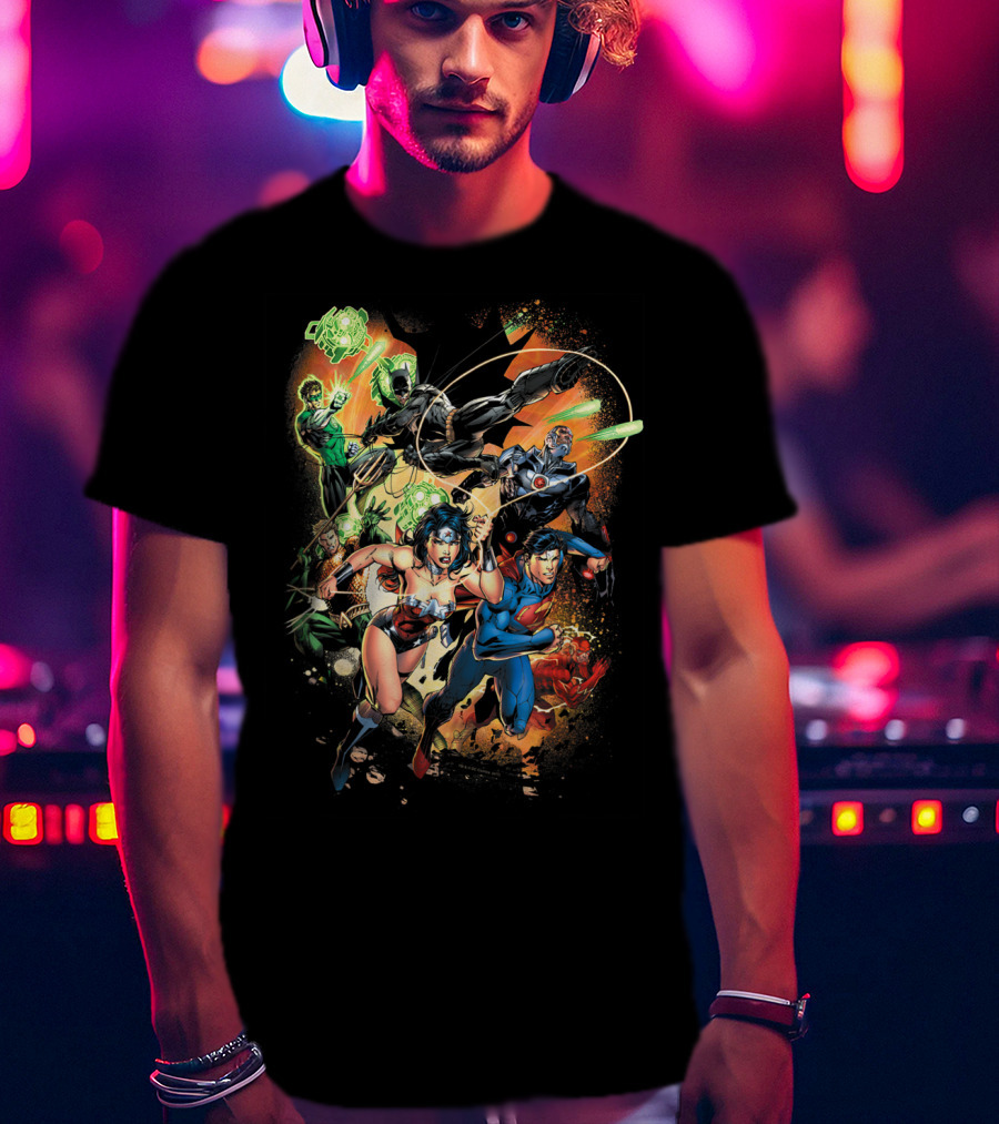 Justice League Battle Ready Heroes In Action T-Shirt