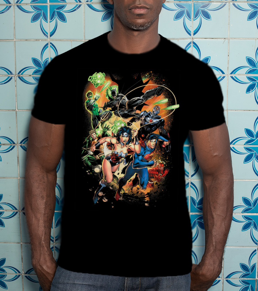 Justice League Battle Ready Heroes In Action T-Shirt