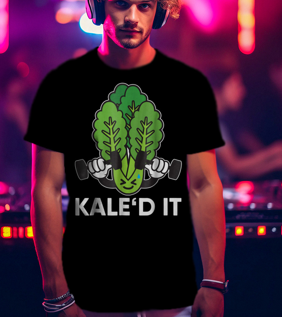 Kale'd It Gym Vegan Power Nailed It Exercise Dumbbell Workout T-Shirt