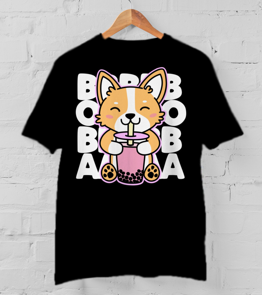 Kawaii Anime Corgi Boba Tea Cute Dog T-Shirt