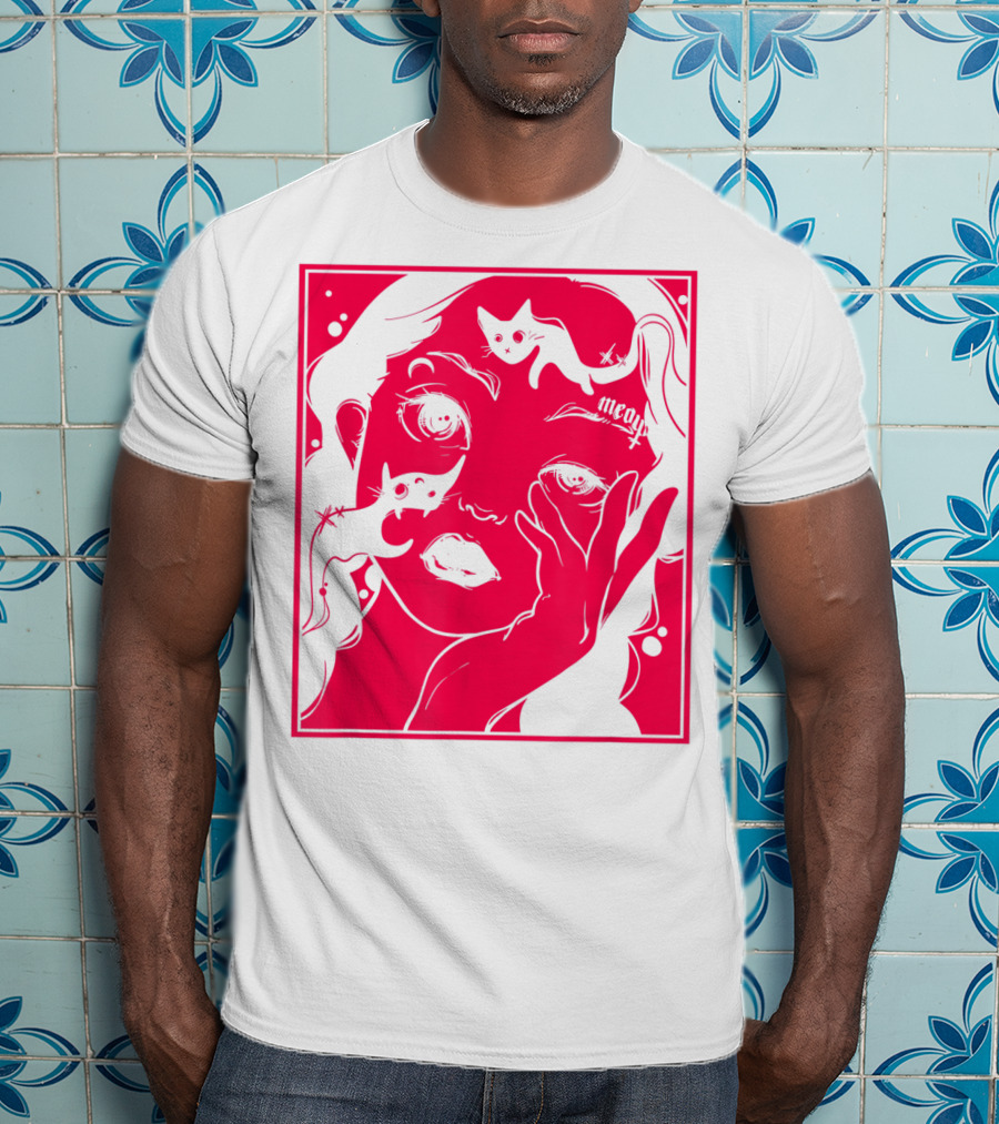 Kawaii Soft Grunge Egirl Aesthetic Harajuku Meow Black Cat Motif T-Shirt