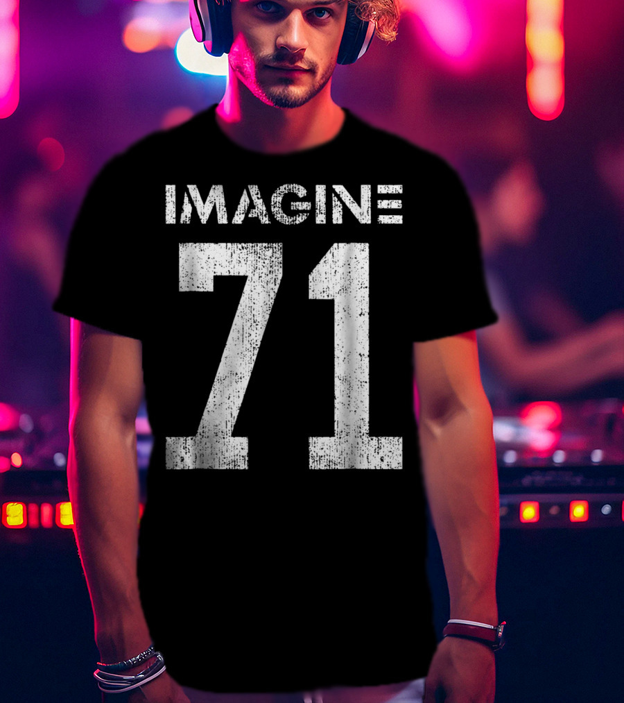 IMAGINE 71 Mens White Retro Style Shirt Sportswear T-Shirt